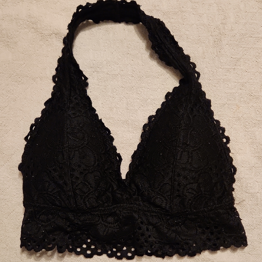 Black Lace Halter Bralette
